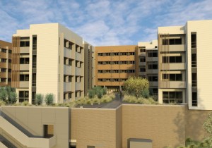 Artists impression of the new Kooloonong residential apartments at Wollongong University.