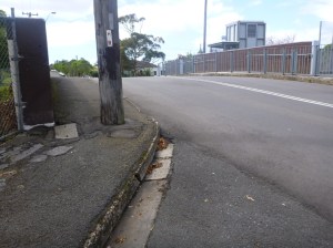 The offending power pole on the Park Road bridge at the corner of Veigals Lane. 