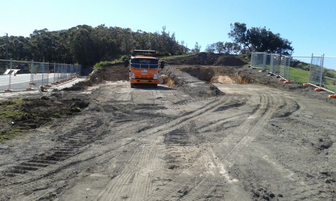 Earth works have begun where the old toilet block once stood on Bald Hill