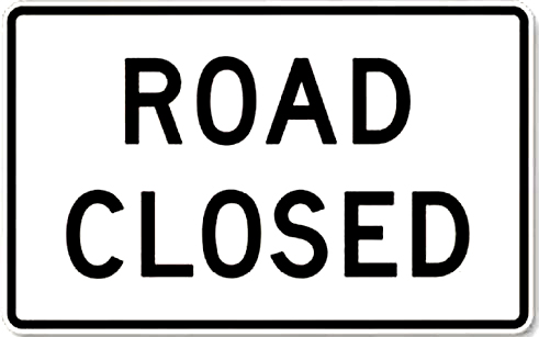 road closed sign white