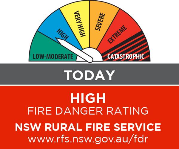High fire danger rating&nbsp;today
