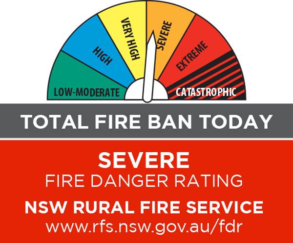 Severe fire danger rating&nbsp;today