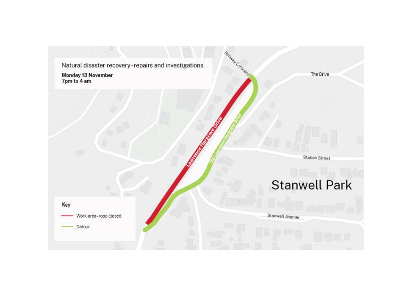 Lawrence Hargrave Drive temporary road closure for resurfacing and&nbsp;repairs