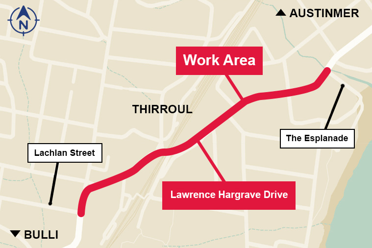 Night work on Lawrence Hargrave Drive&nbsp;Thirroul