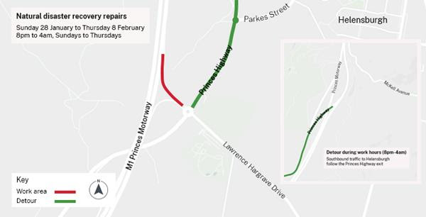 M1 southbound off-ramp at Helensburgh closed from this&nbsp;weekend