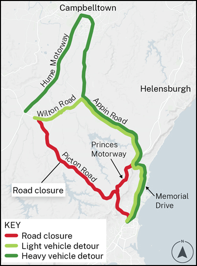 Night closure on Mount Ousley Road and Picton&nbsp;Road