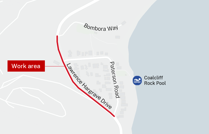 Upcoming night work on Lawrence Hargrave Drive at Coalcliff 